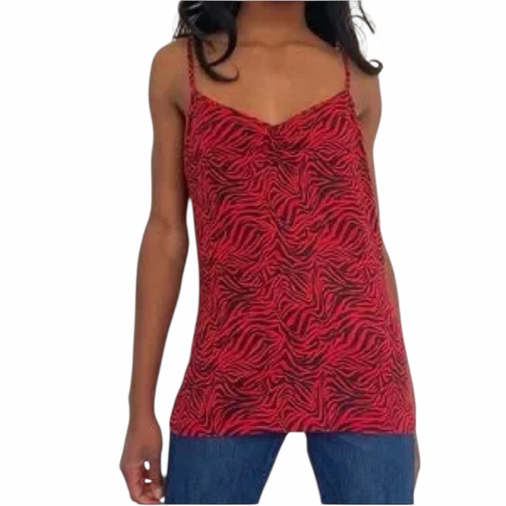 10/$25🦋 Vintage Y2K No Boundaries Red & Black Zebra Print Ribbed Camisole - XL - Picture 4 of 14